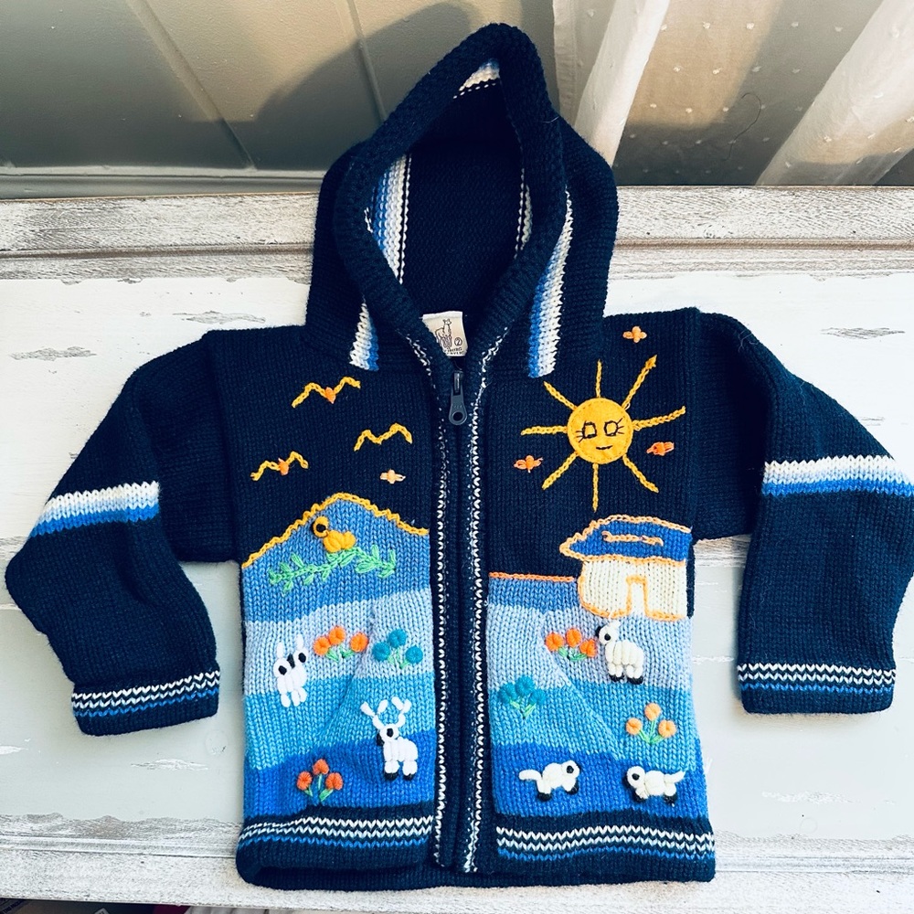 Lucy Iburg Navy Hooded Llama Sweater / 2